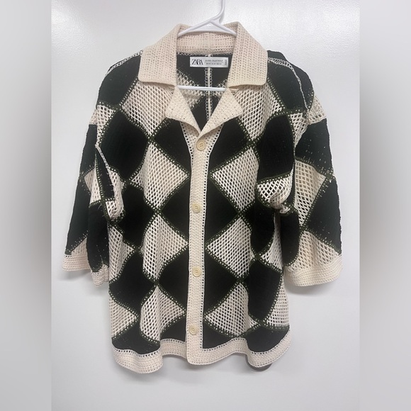 Zara Cream and Black Knit Cardigan - Picture 2 of 7